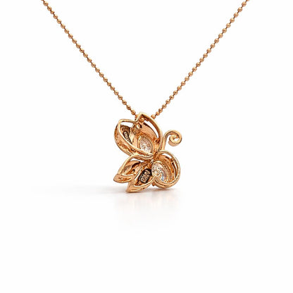 18K Rose Gold Butterfly Pendant with Marquise & Oval Diamonds