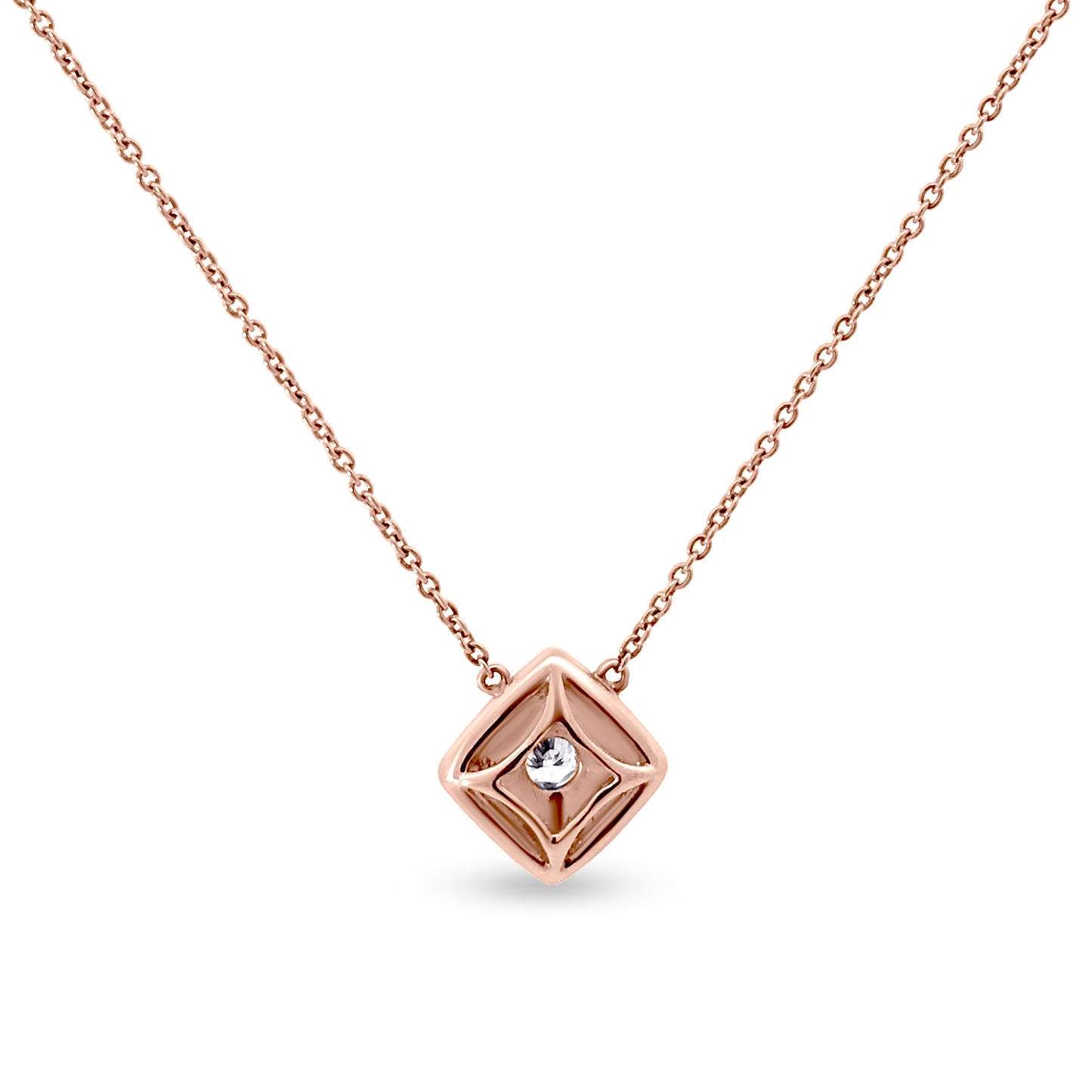 Exquisite 18k Rose Gold Diamond Rectangular Pendant Necklace - Perfect for Any Occasion