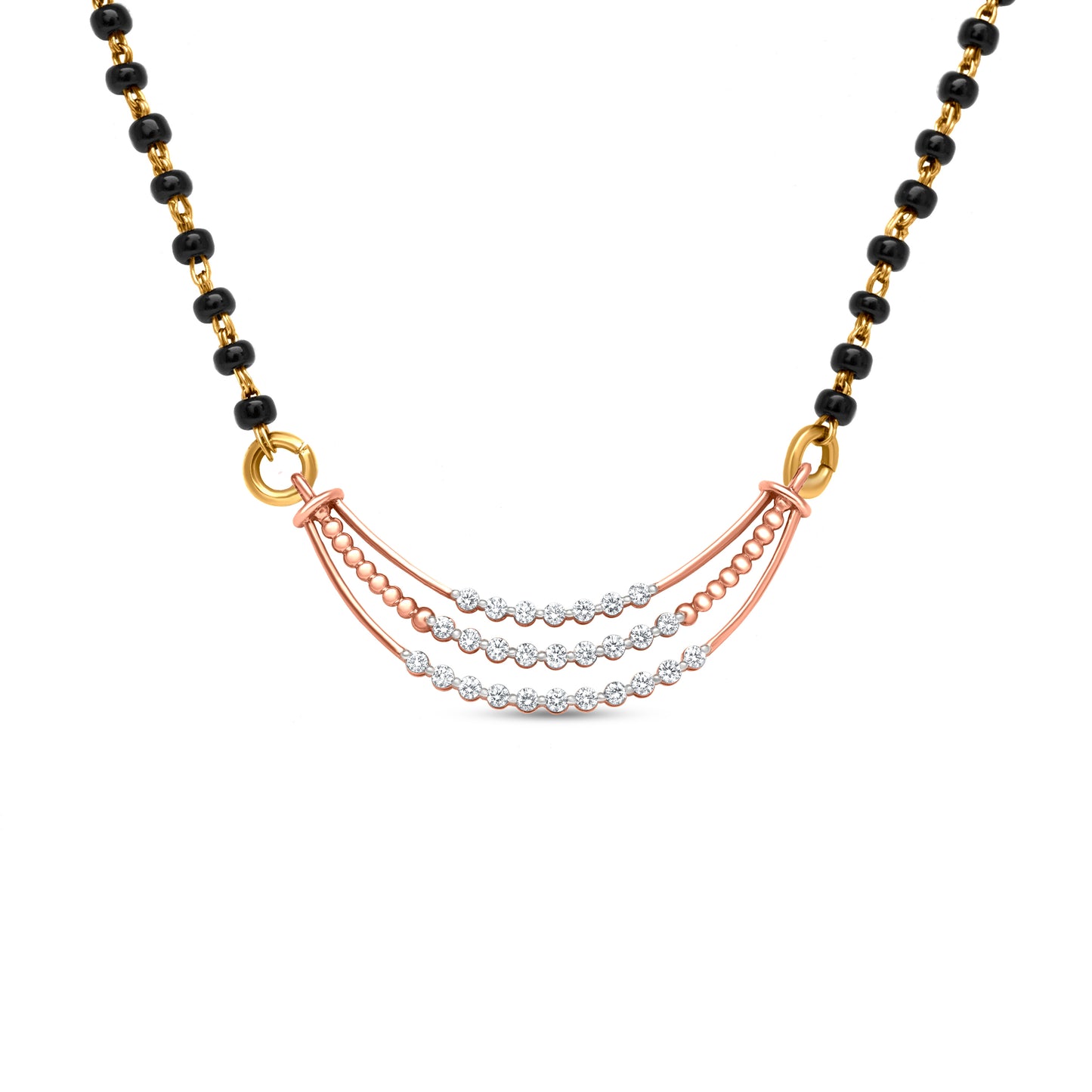 18k Rose Gold Diamond Layered Mangalsutra Pendant Necklace