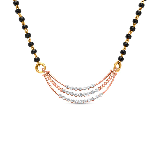 18k Rose Gold Diamond Layered Mangalsutra Pendant Necklace