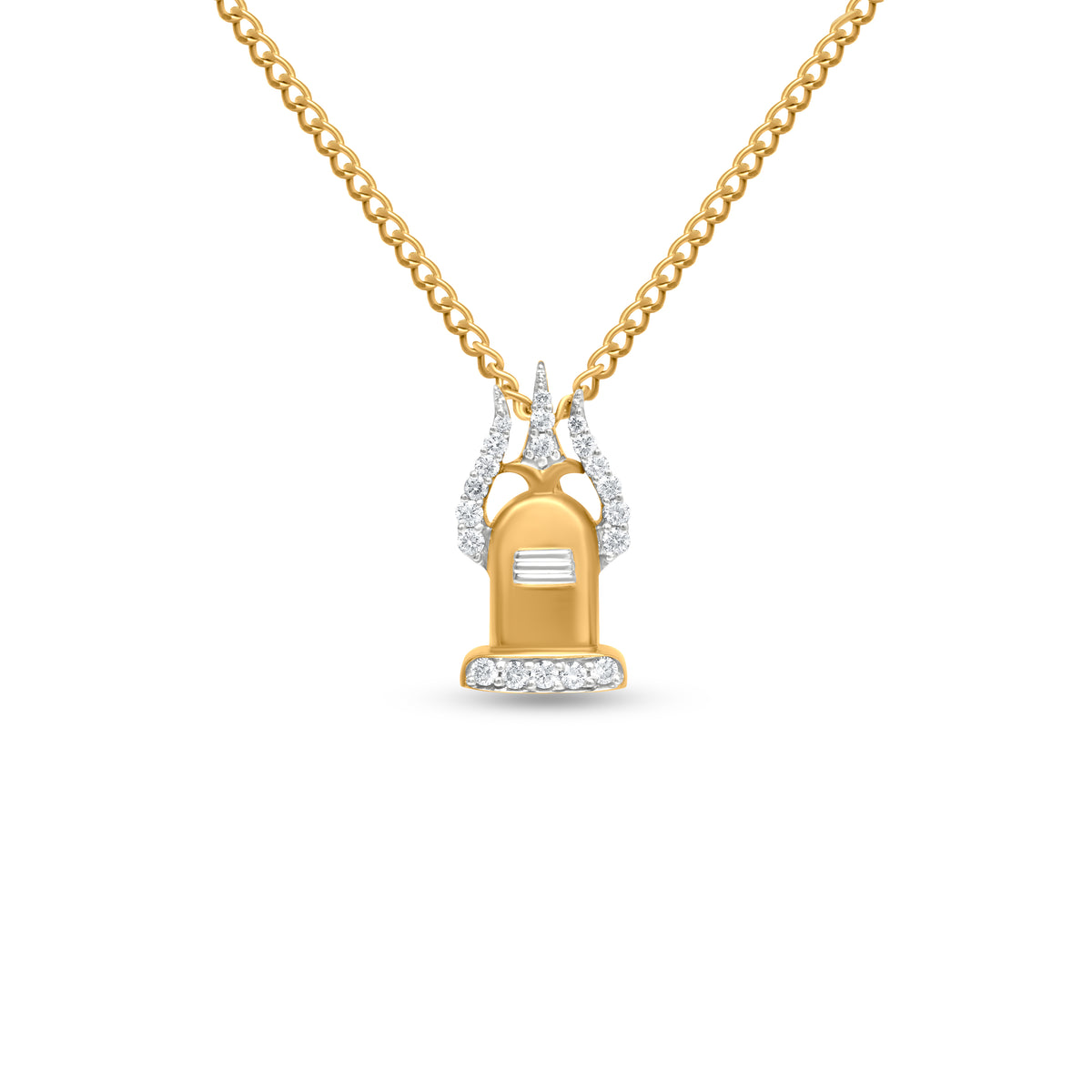 18k Yellow Gold Lord Shiva Diamond Pendant Necklace