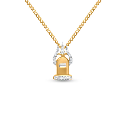 18k Yellow Gold Lord Shiva Diamond Pendant Necklace