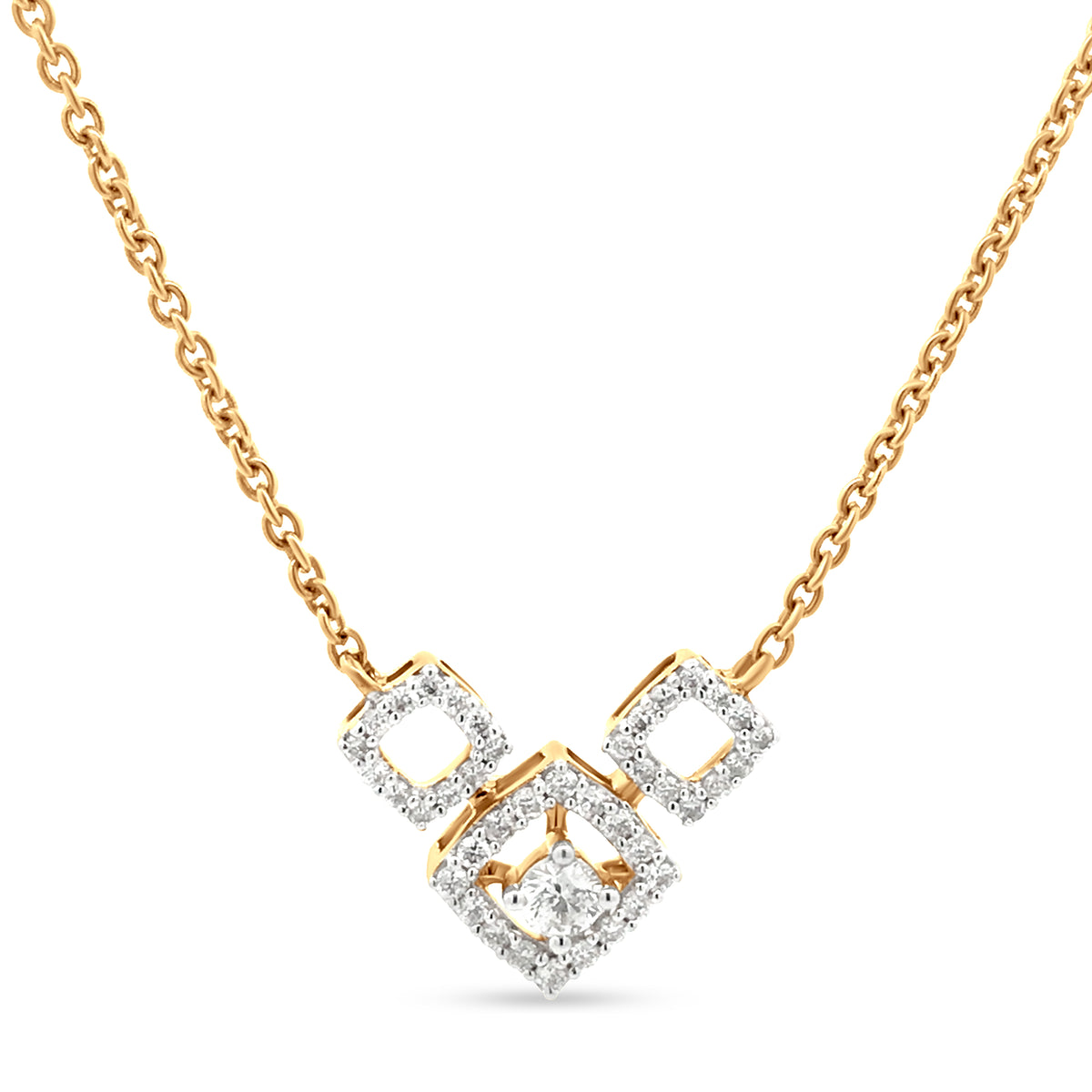 Classic 18k Yellow Gold Diamond Unique Geometrical Figure Pendant Necklace - Perfect for Birthday and Anniversary Gifts