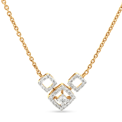 Classic 18k Yellow Gold Diamond Unique Geometrical Figure Pendant Necklace - Perfect for Birthday and Anniversary Gifts