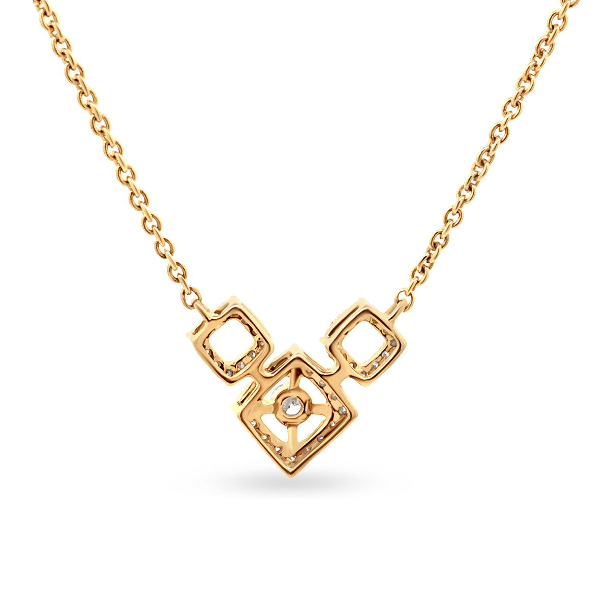 Classic 18k Yellow Gold Diamond Unique Geometrical Figure Pendant Necklace - Perfect for Birthday and Anniversary Gifts