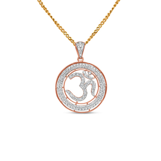 18k Rose Gold Diamond OM Pendant Necklace