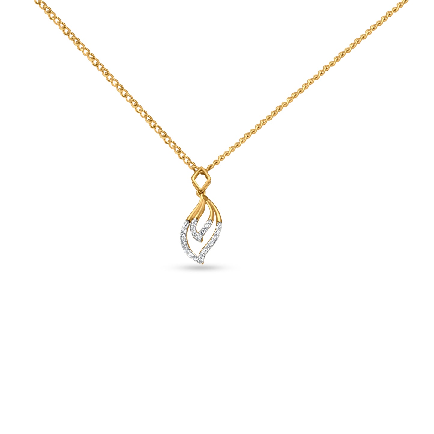 18k Yellow Gold Diamond Candle Flame Pendant Necklace