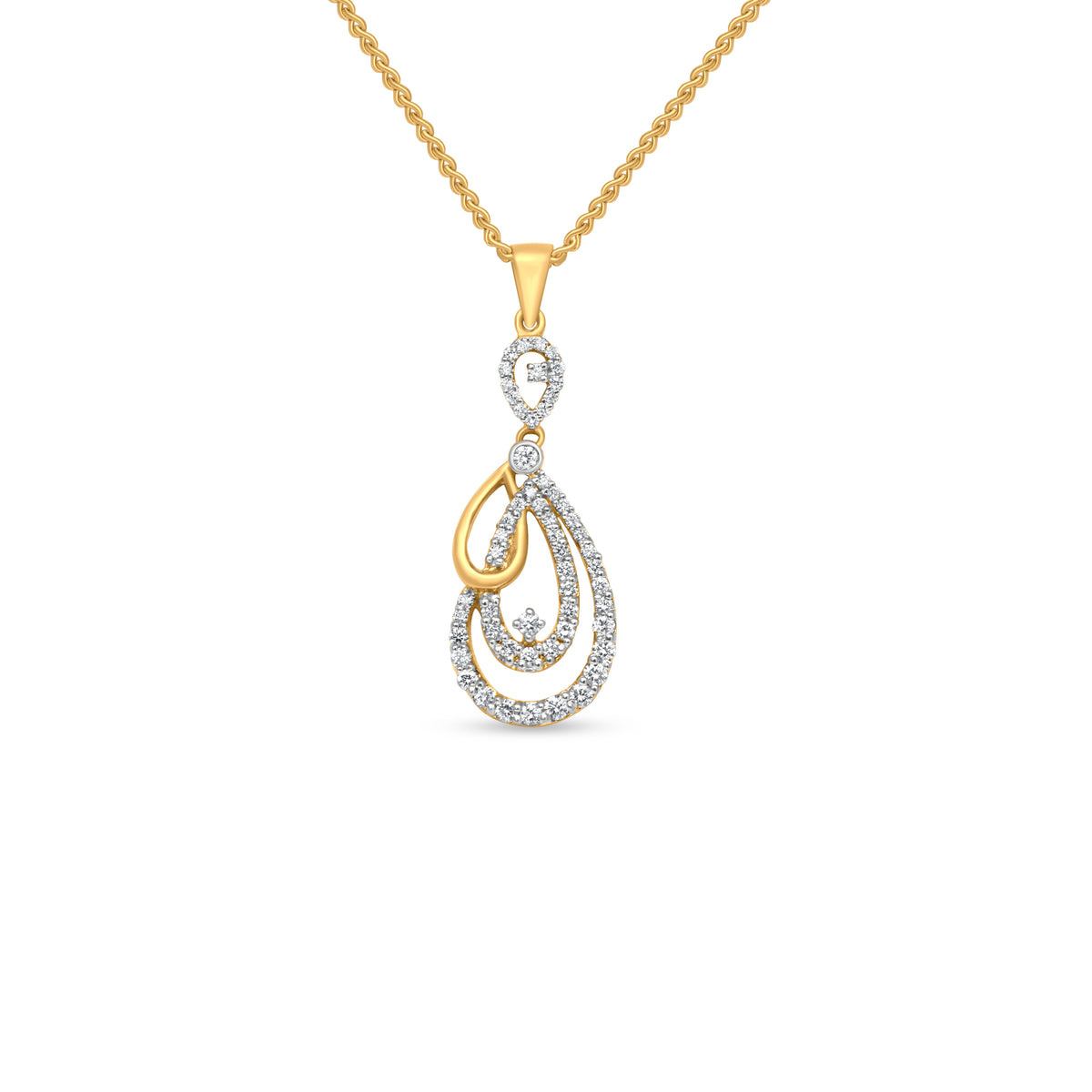 18k Yellow Gold Trendy Diamond Pendant Necklace