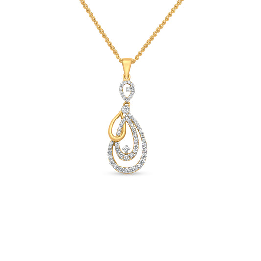 18k Yellow Gold Trendy Diamond Pendant Necklace