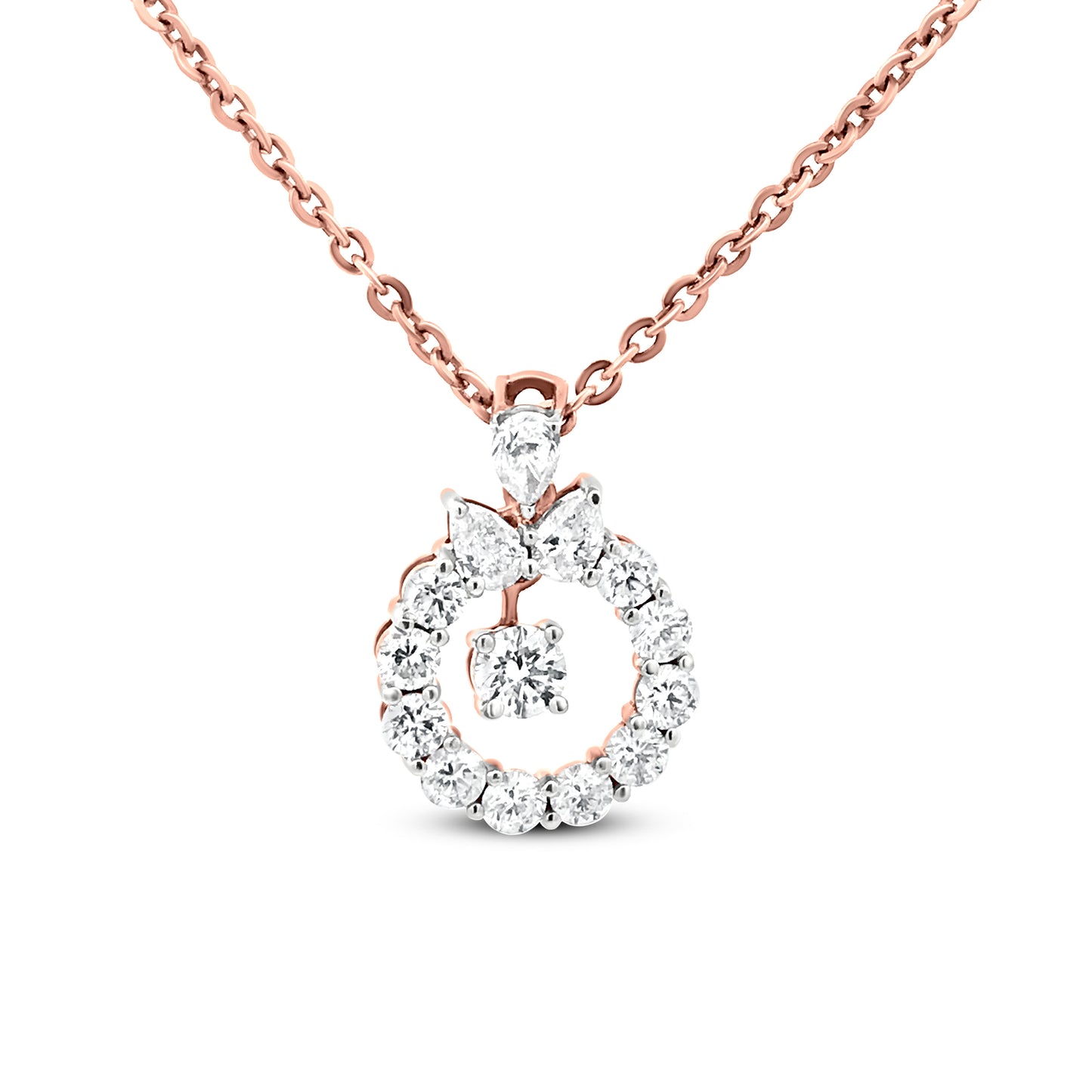 18k Rose Gold Spherical Diamond Pendant Necklace - Minimalistic Jewelry with 1.25 Carats of Diamonds
