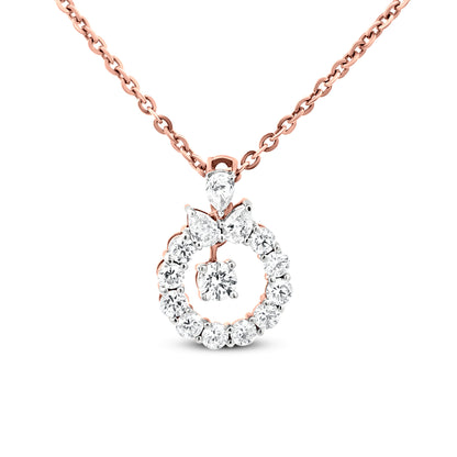 18k Rose Gold Spherical Diamond Pendant Necklace - Minimalistic Jewelry with 1.25 Carats of Diamonds