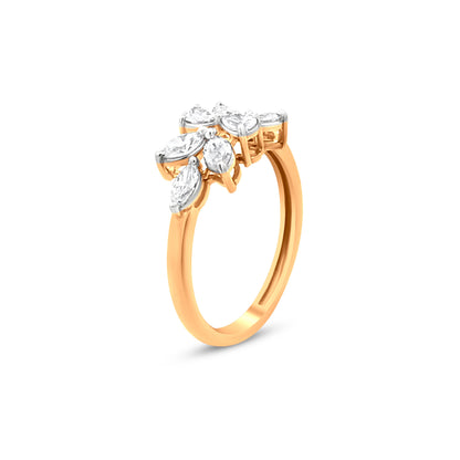 18k Yellow Gold Diamond Leaf Midi Ring - Inspired by Nature