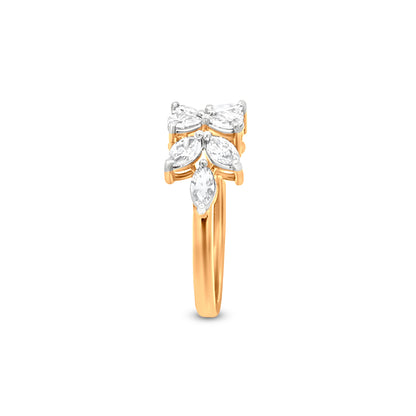 18k Yellow Gold Diamond Leaf Midi Ring - Inspired by Nature