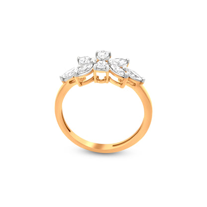 18k Yellow Gold Diamond Leaf Midi Ring - Inspired by Nature