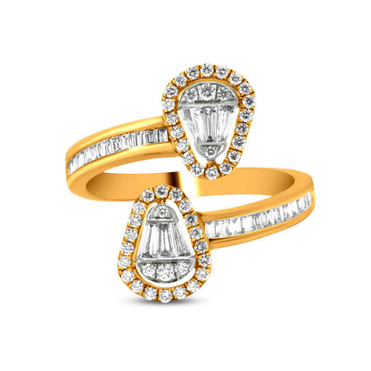 Diamond Bypass Ring In 18K Yellow Gold