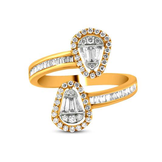 Diamond Bypass Ring In 18K Yellow Gold