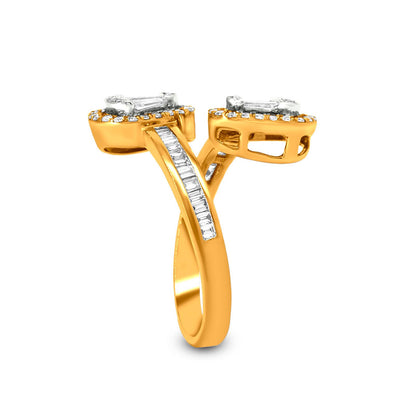 Diamond Bypass Ring In 18K Yellow Gold