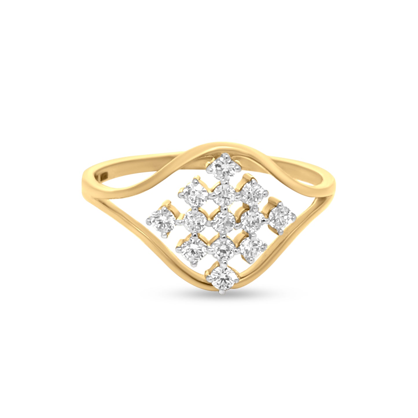 Wave Split Shank Diamond Ring: Modern & Unique Design in 14K Gold