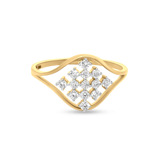 Wave Split Shank Diamond Ring: Modern & Unique Design in 14K Gold