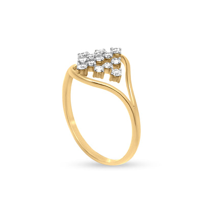 Wave Split Shank Diamond Ring: Modern & Unique Design in 14K Gold