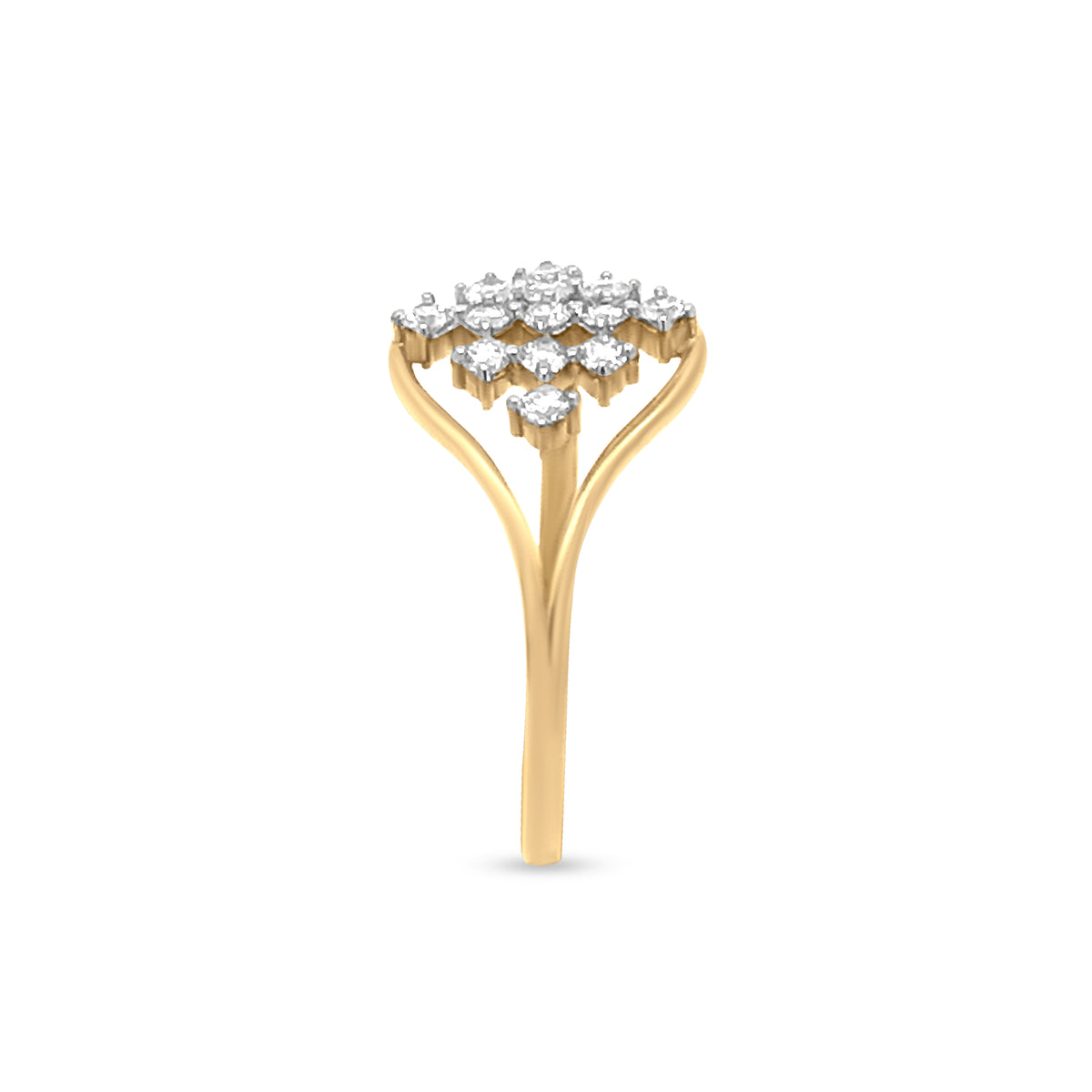 Wave Split Shank Diamond Ring: Modern & Unique Design in 14K Gold
