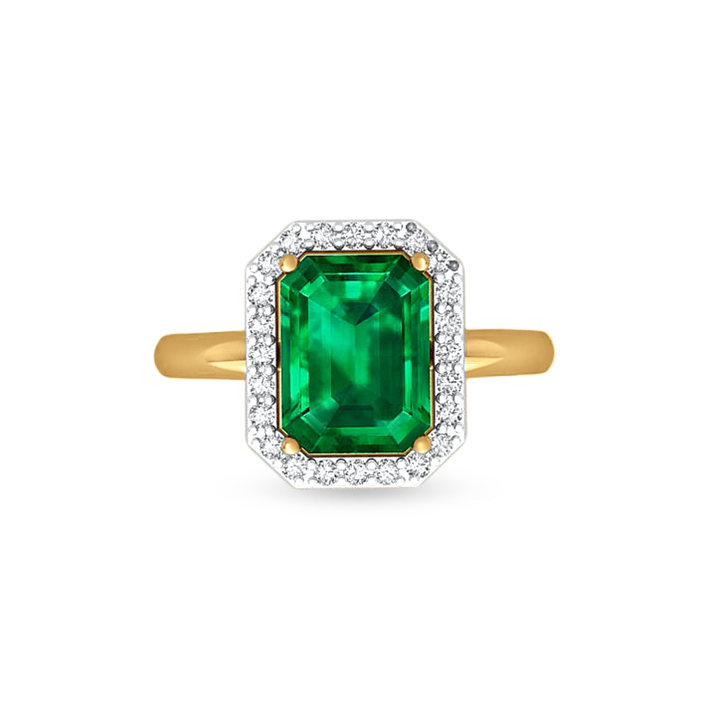 Padmini Ratna: 18K Yellow Gold 1.20 Carat Emerald and Diamond Ring
