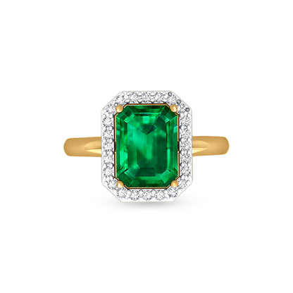 Padmini Ratna: 18K Yellow Gold 1.20 Carat Emerald and Diamond Ring
