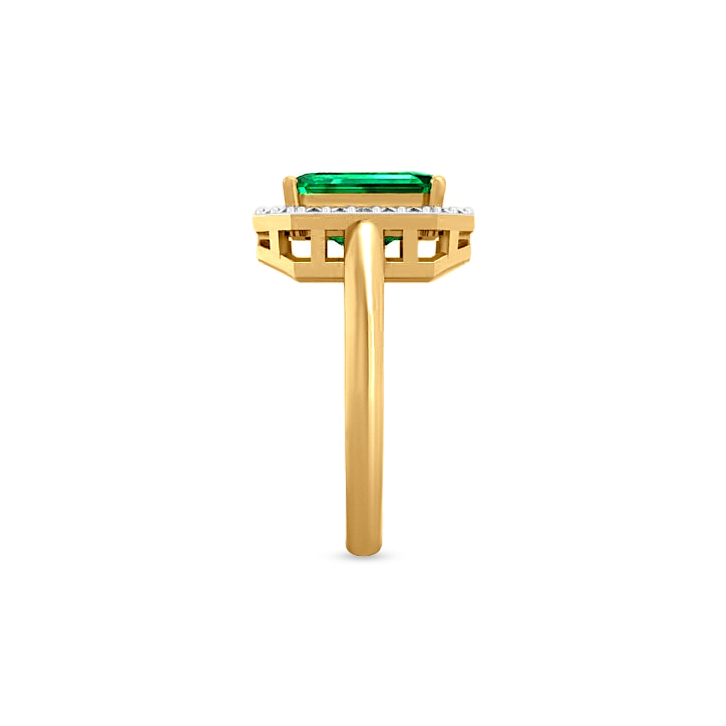 Padmini Ratna: 18K Yellow Gold 1.20 Carat Emerald and Diamond Ring