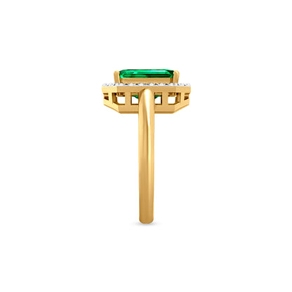 Padmini Ratna: 18K Yellow Gold 1.20 Carat Emerald and Diamond Ring