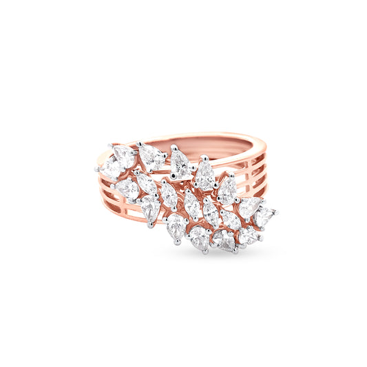 18K Rose Gold Cocktail Ring, Featuring A Unique Split Shank Design