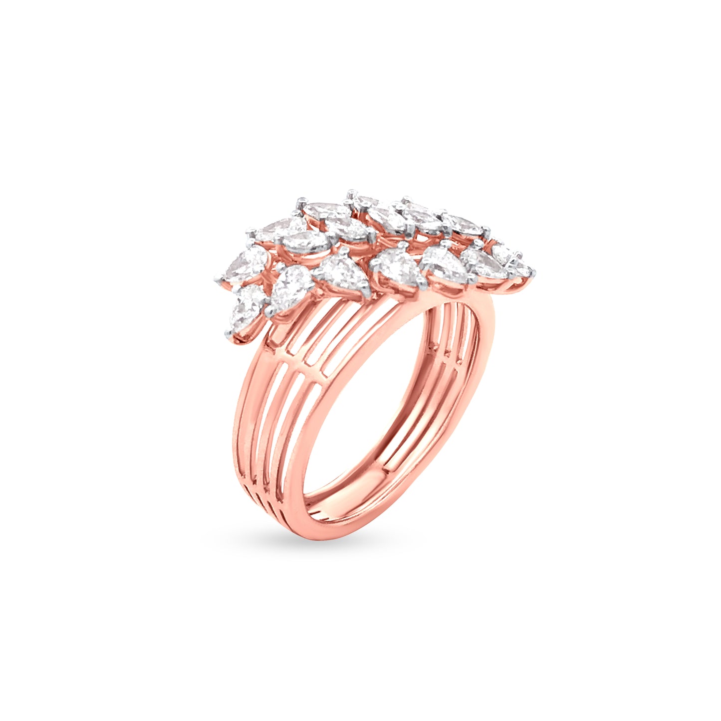 18K Rose Gold Cocktail Ring, Featuring A Unique Split Shank Design