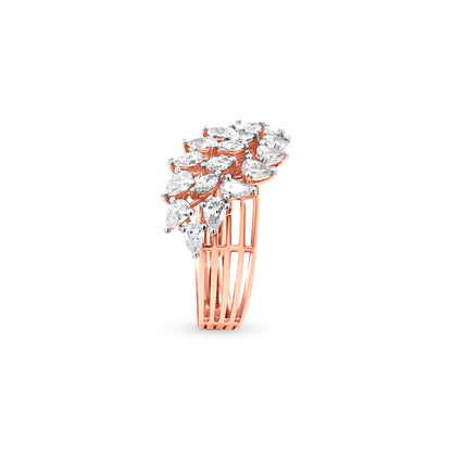18K Rose Gold Cocktail Ring, Featuring A Unique Split Shank Design