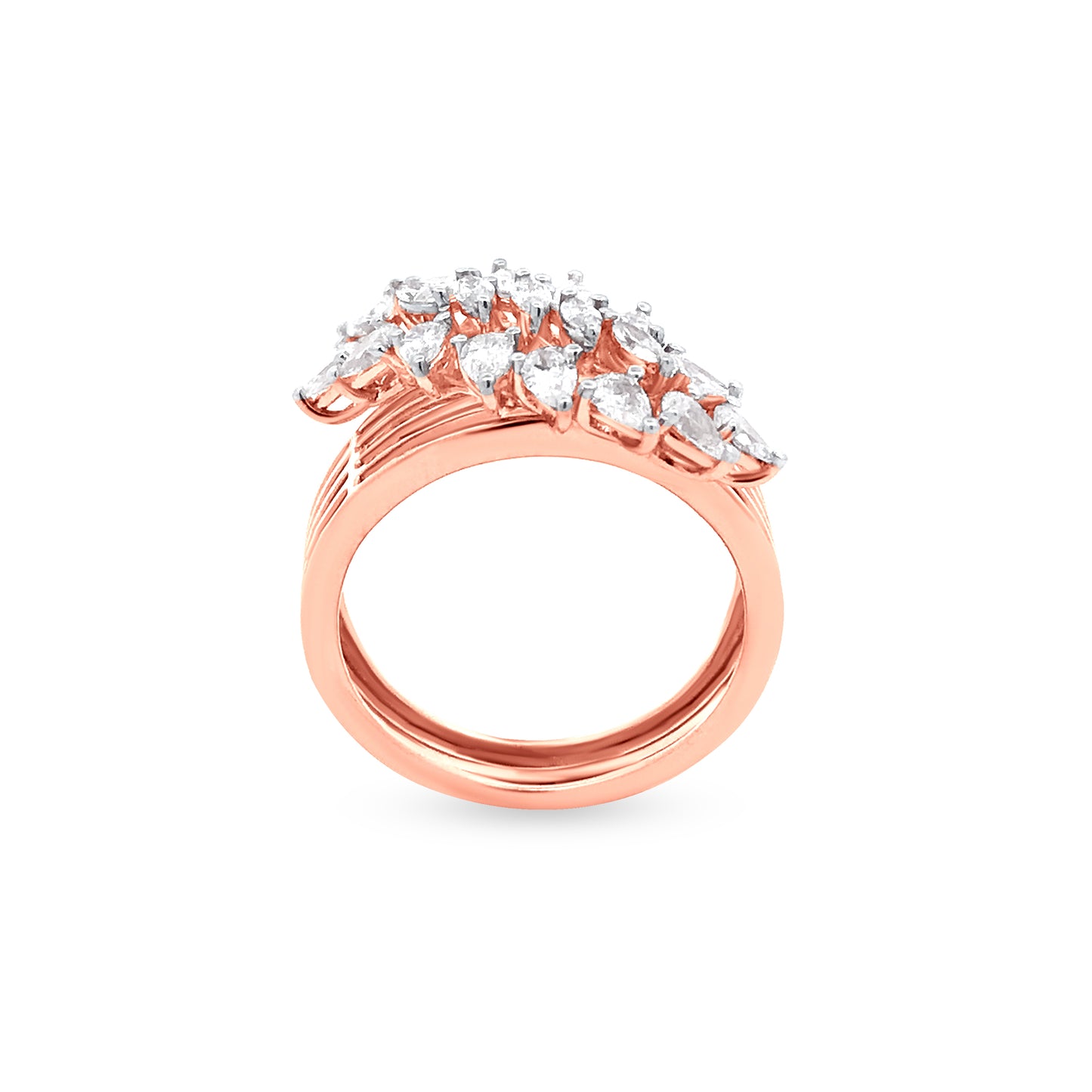 18K Rose Gold Cocktail Ring, Featuring A Unique Split Shank Design