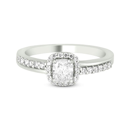 Cushion Cut Diamond Solitaire Ring In 18K White Gold