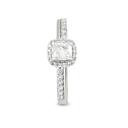Cushion Cut Diamond Solitaire Ring In 18K White Gold