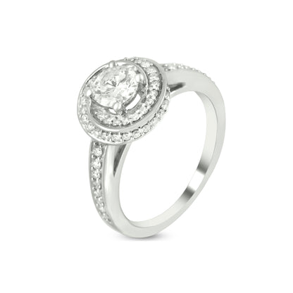 Diamond Solitaire Ring In 18K White Gold