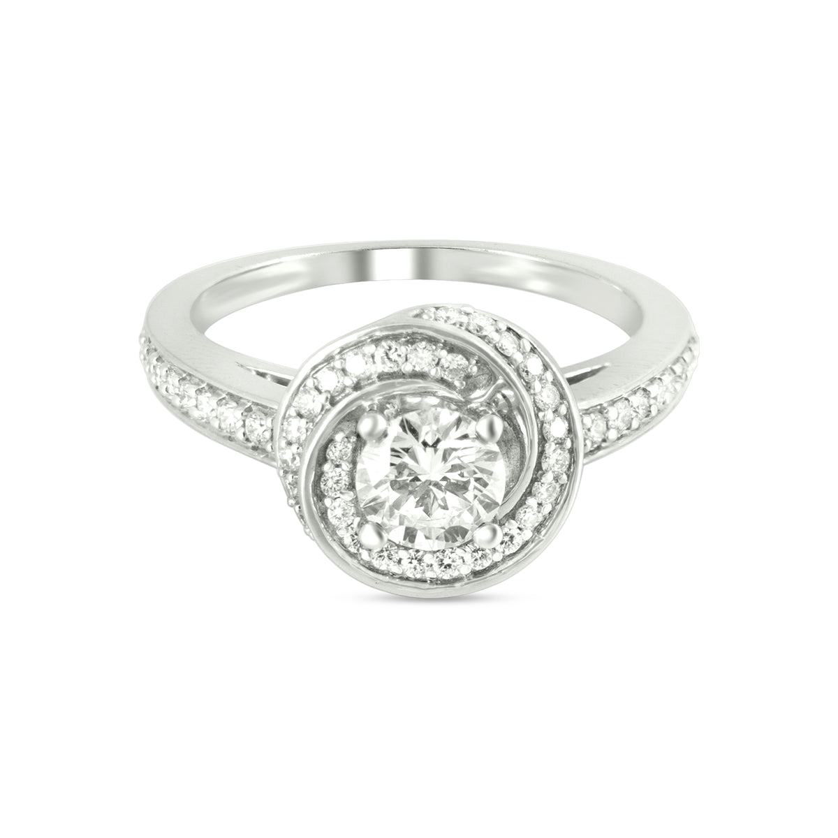 Diamond Solitaire Ring In 18K White Gold