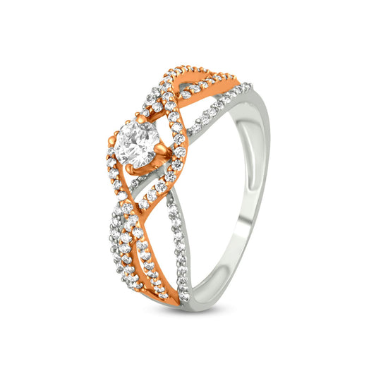 Diamond Ring in 18K White & Rose Gold