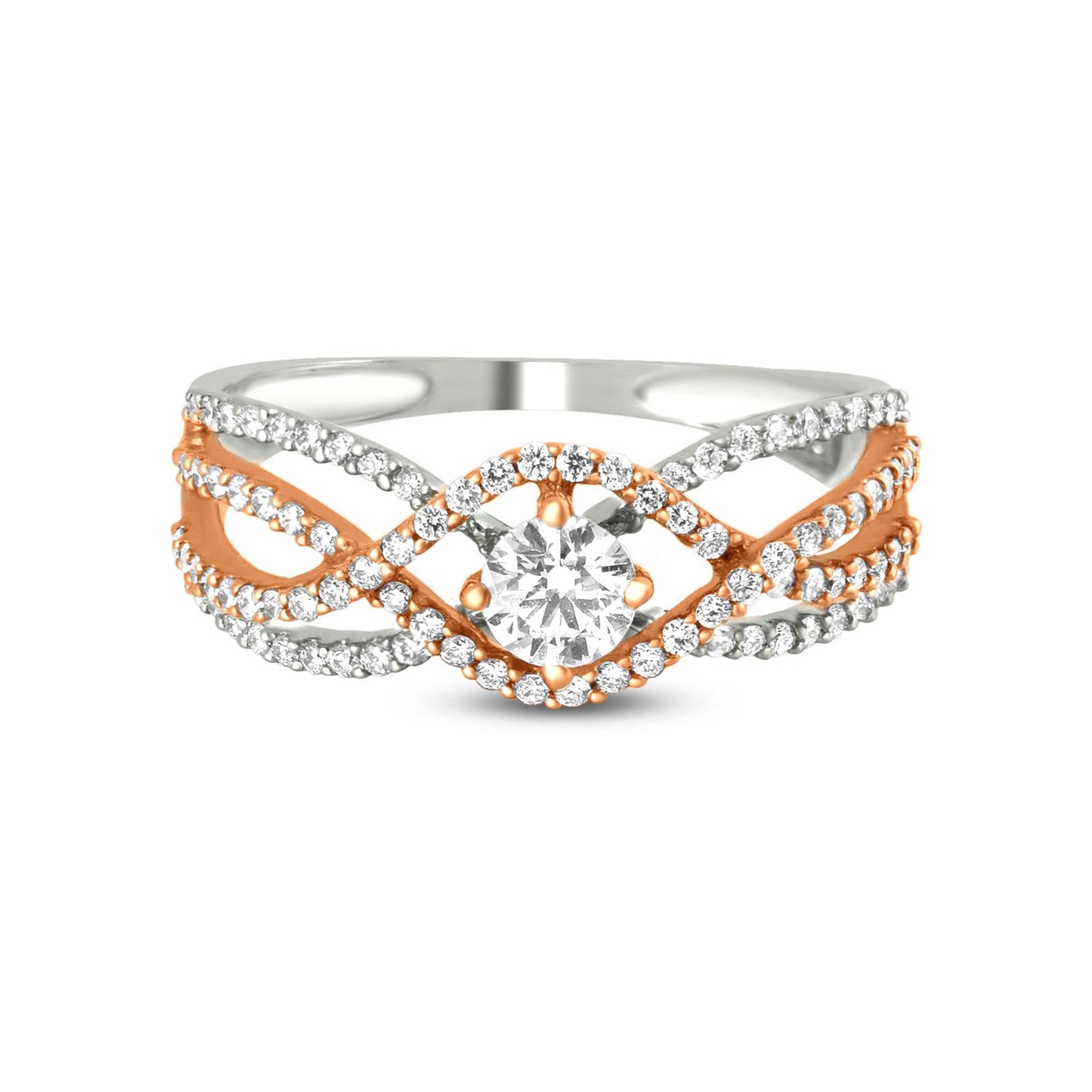 Diamond Ring in 18K White & Rose Gold