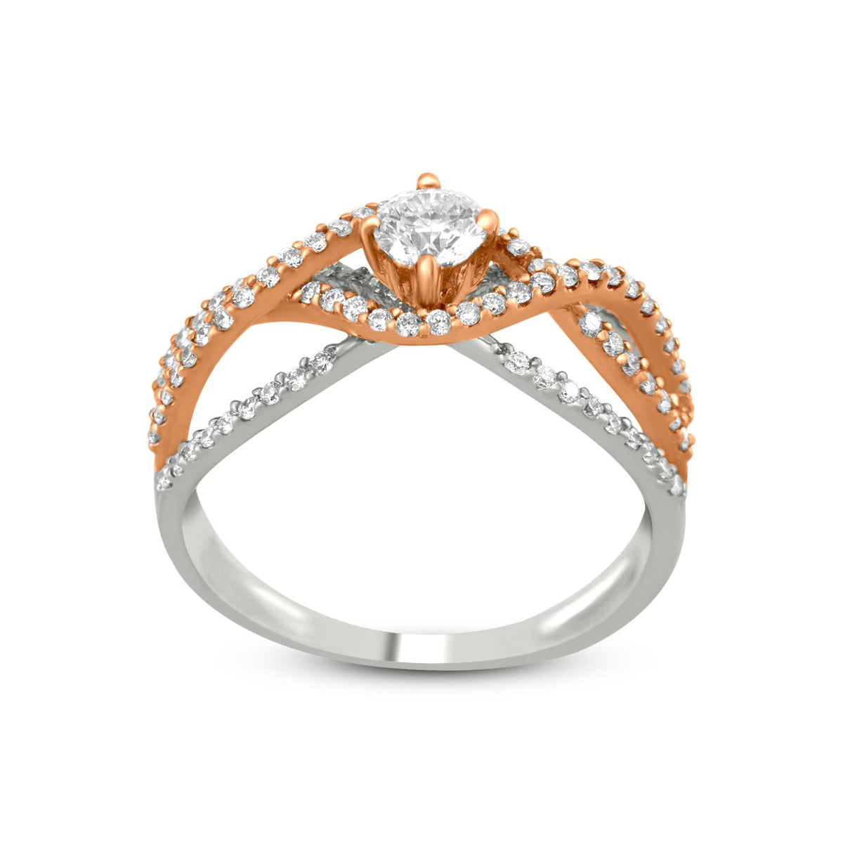 Diamond Ring in 18K White & Rose Gold