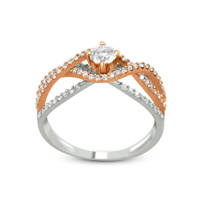 Diamond Ring in 18K White & Rose Gold