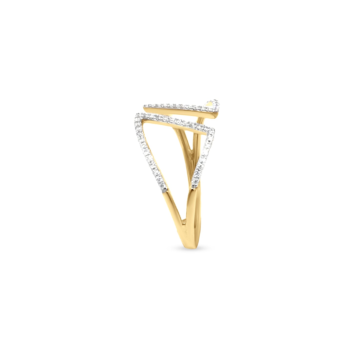 Sparkling Beauty: 18K Yellow Gold Diamond Cuff Split Shank Ring for Weddings and Engagements
