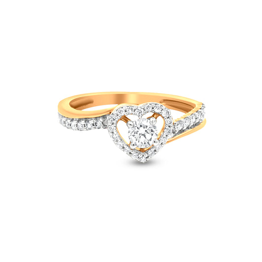 Heart-Shaped Diamond Ring in 18k Yellow Gold for Weddings and Engagements