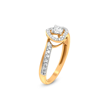Heart-Shaped Diamond Ring in 18k Yellow Gold for Weddings and Engagements