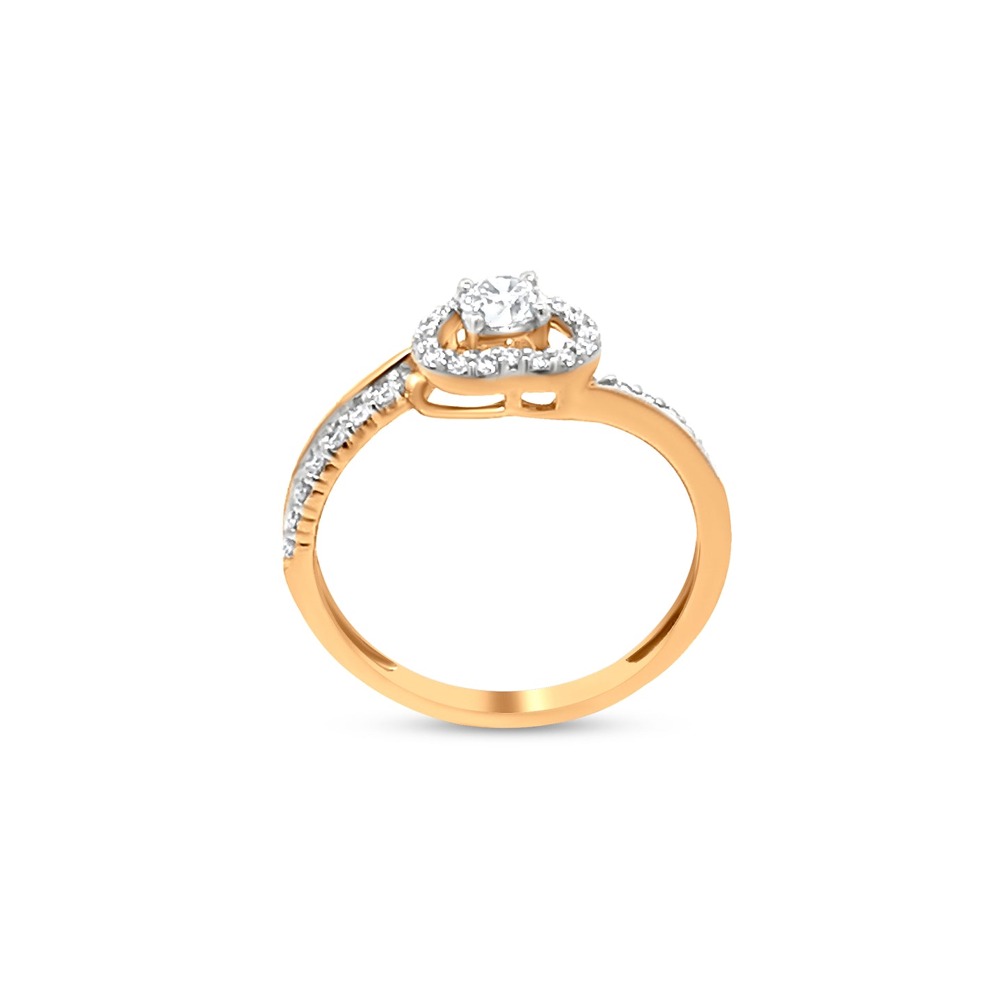 Heart-Shaped Diamond Ring in 18k Yellow Gold for Weddings and Engagements