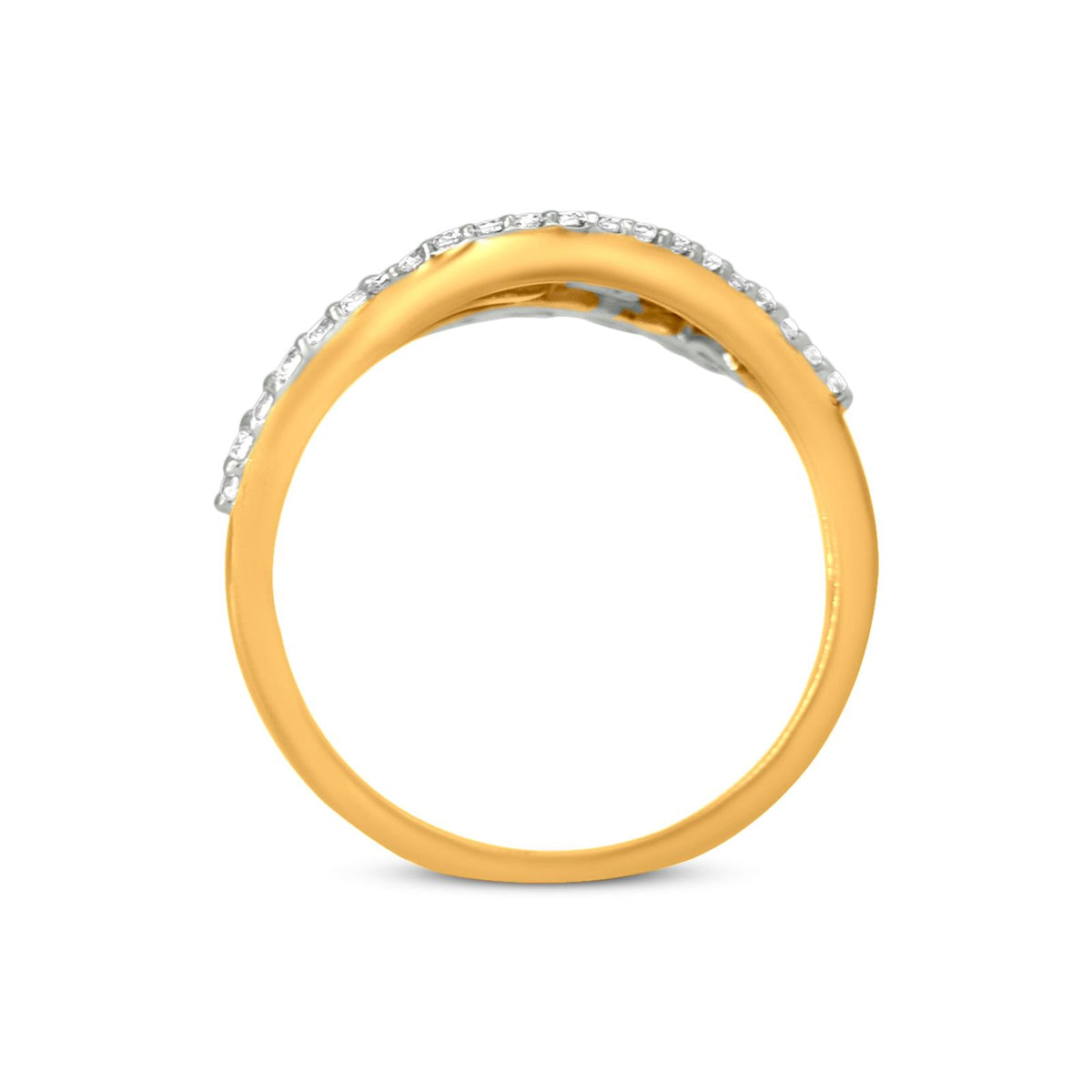 Diamond Leaf Swirl Ring In 18K Yellow Gold