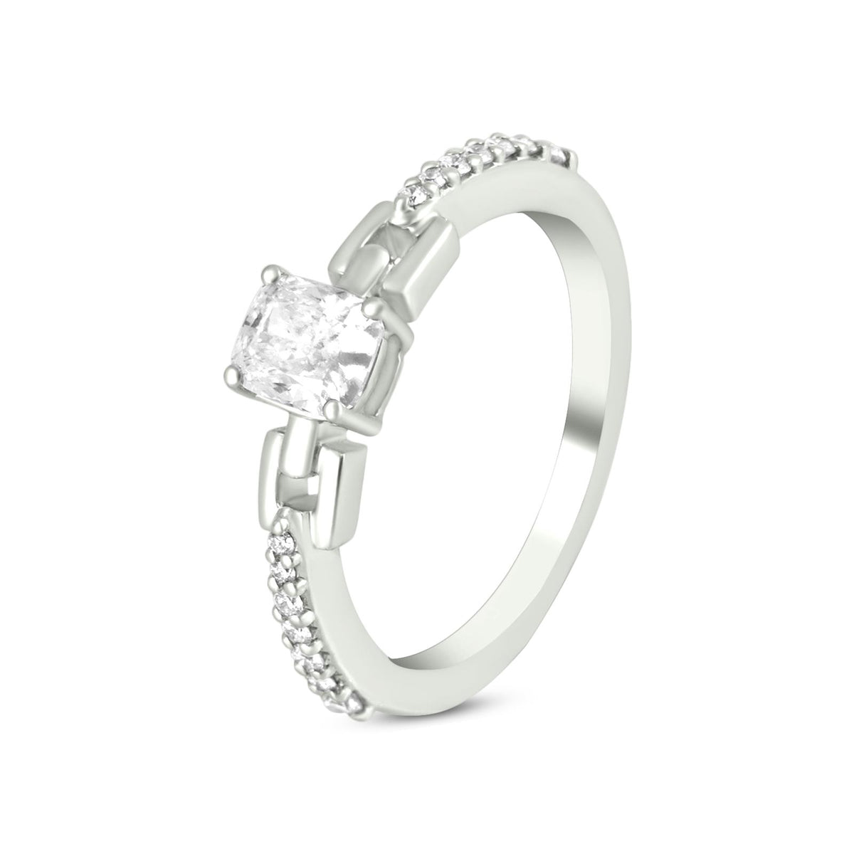 Elen Solitaire Ring In 18K White Gold
