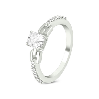 Elen Solitaire Ring In 18K White Gold
