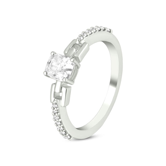 Elen Solitaire Ring In 18K White Gold