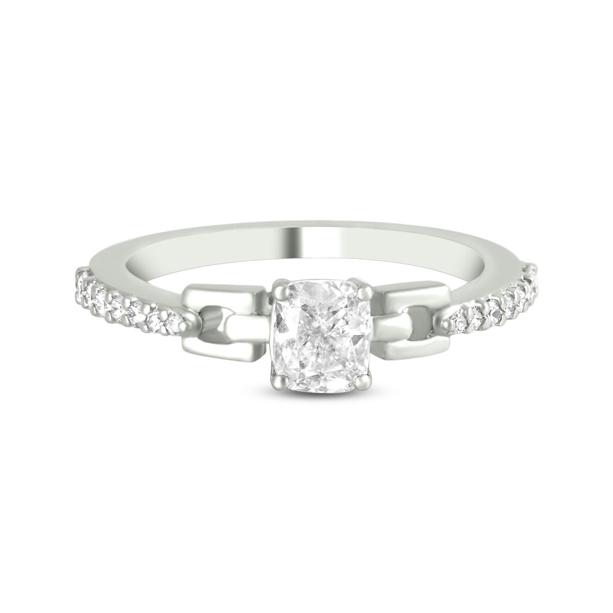 Elen Solitaire Ring In 18K White Gold